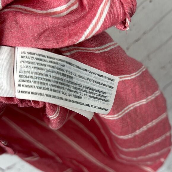 Abercrombie & Fitch Shirt Womens Small Top Button Up Striped Tie Knot Hem Pink - Picture 6 of 8